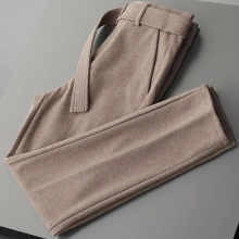 Winter Men Thick Woolen Cloth Suit Pants with Belt Casual Straight Business Long Trousers Male Clothing L104