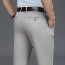 Cotton Straight Pants Men Casual Pant Business Comfortable Thin Long Trousers High Waist Lightweight