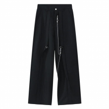 Mens Pants Autumn Straight High Street Metal Chain Casual Solid Wide Leg Male Trousers 9A5589