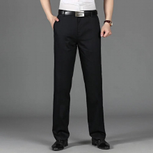 Business Mens Tailored Trousers Casual Pleated Pants Streetwear Wrinkle-Free Straight Pants Spring and Summer Pantaloons