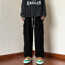 Mens fall/winter high-textured overalls corduroy slacks