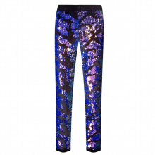 PYJTRL Men Sequins Velvet Casual Pants Floral Wedding Groom Singer Expandable Waist Trousers Costume Pants
