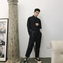 Autumn men Japan vintage jumpsuit casual cargo pants man hip hop punk shirts overalls