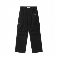 Retro Multi-pockets Streetwear Wide Leg Casual Mens Cargo Pants Solid Straight Harajuku Hip Hop Loose Trousers Overalls