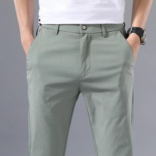 2000 Mens Thin Pants Solid Pants Smart Casual Stretch Men Cotton Formal Breathable Trousers