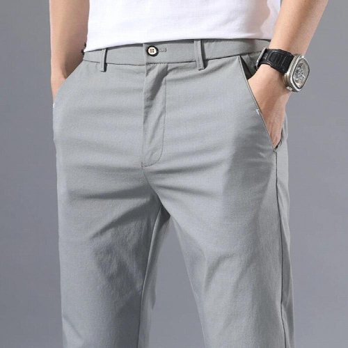 2000 Mens Thin Pants Solid Pants Smart Casual Stretch Men Cotton Formal Breathable Trousers 1