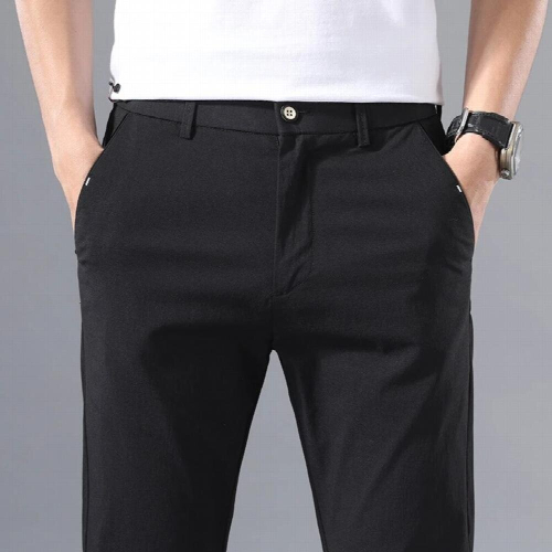 2000 Mens Thin Pants Solid Pants Smart Casual Stretch Men Cotton Formal Breathable Trousers 2