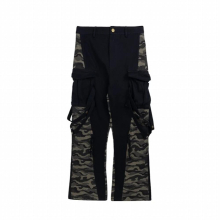 Pockets Patchwork Camouflage Men Women Overalls Retro Streetwear Loose Cargo Pants Oversized Casual Trousers Male
