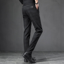 Spring Autumn England Plaid Work Stretch Pants Men Business Slim Fit Grey Casual Pant Male Trousers 38
