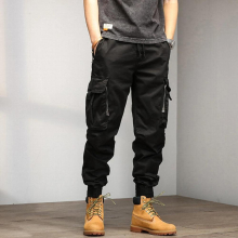 Big Mens Mens Casual Loose Cotton Pocket Lace Up Solid Colour Pants Overall