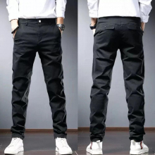 Autumn Men Casual Pants Style Business Golf Gray Cotton Slim Fit Straight Trousers