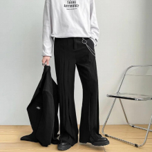 Black/White Pleated Pants Men Society Mens Dress Pants Loose Wide-leg Pants Mens Oversized Straight Trousers