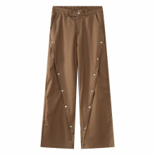 Men Khaki Casual Wide Leg Suit Pant Male Streetwear Vintage Long Trousers draped Pants