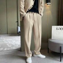 Men 2-button Loose Casual Pants Streetwear Straight Trousers Man Office Business Suit Pant