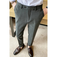 autumn and winter British version of non-iron slim fit trousers men's casual houndstooth business trousers