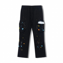 2021s Splash Ink Print Pocket Overalls Mens High Street Straight Leg Trousers Street Slacks
