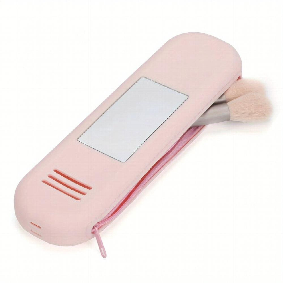 Travel Makeup Brush Holder With Mirror & Silicone Handle Multifunctional Makeup Brush Case Cosmetic Face Brushes Holder For Travel Women Portable Wate