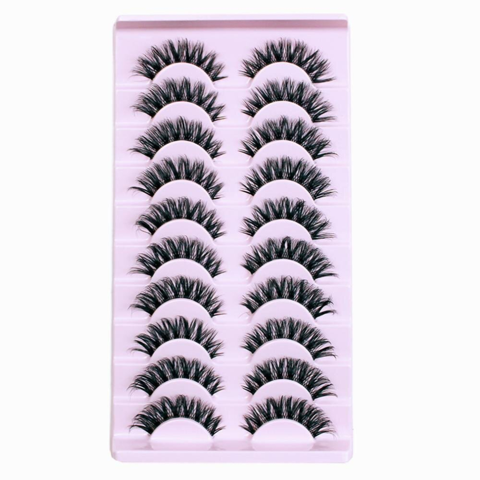 10 Pairs False Eyelashes 6D Fluffy Wispy Faux Mink Eyelashes Cat Eye Effect Dramatic Lashes Eyelash Extension Makeup