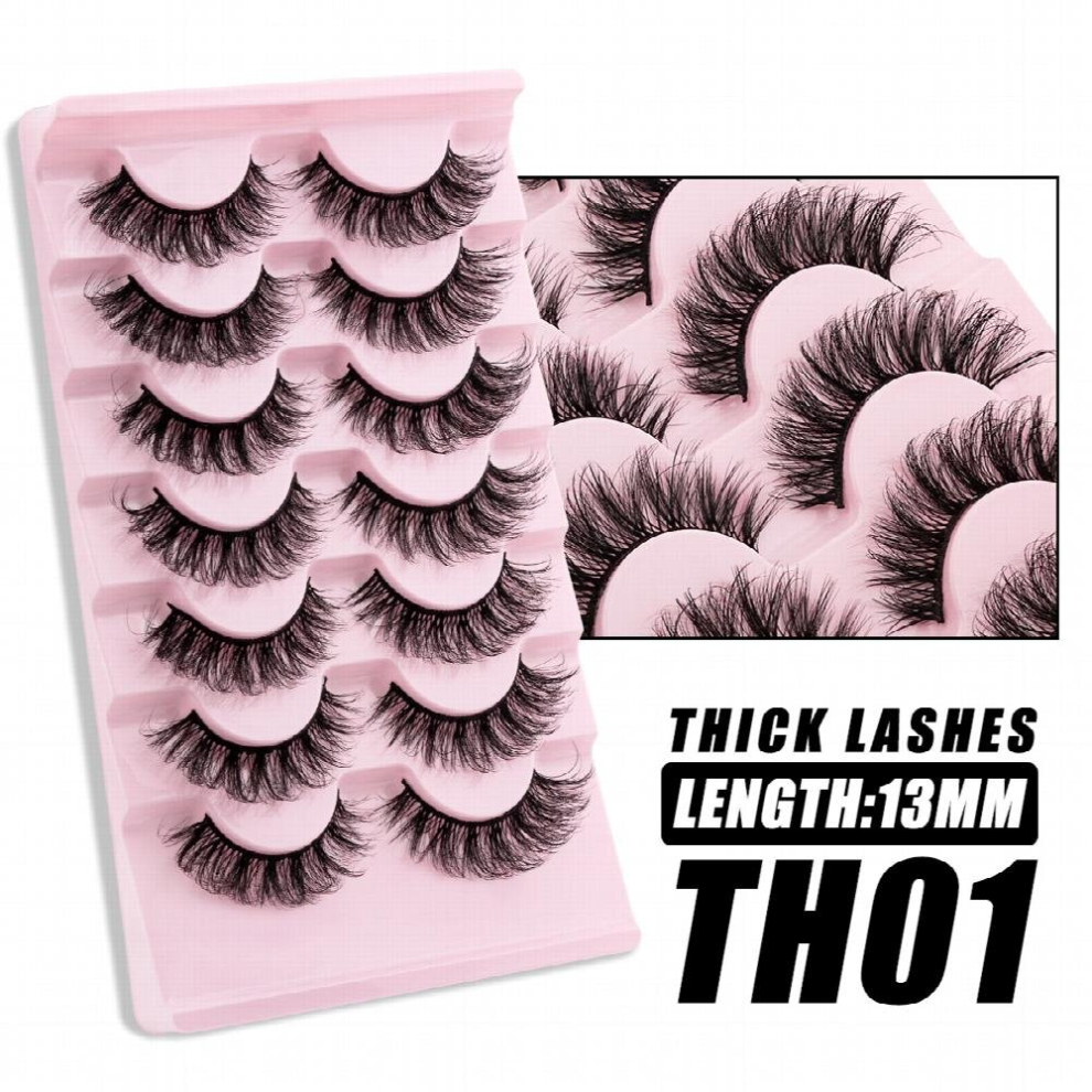 Natural Eyelashes Wispy Mink Lashes 3D Cat Eye Lashes Pack 7 Pairs Strip False Eyelashes