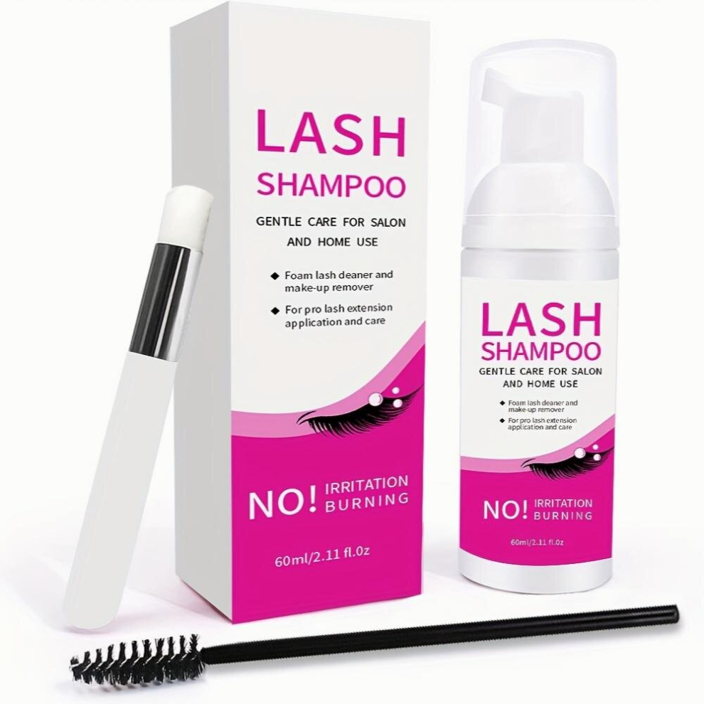 Eyelash Extension Cleanser 60ML Daily Foaming Eyelash Extension Shampoo Lashes Makeup Brush Tool Wash For Extensions And Natural Lashes Shampoo