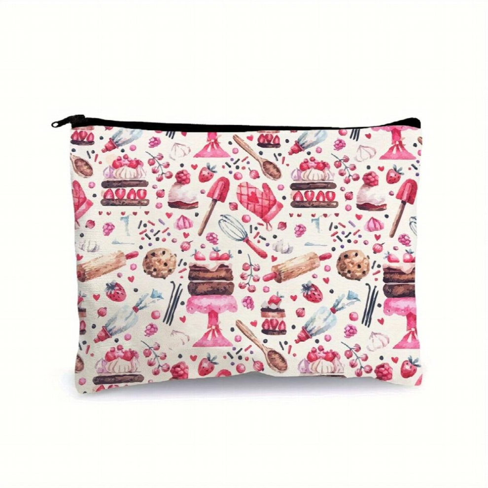 Beauty Makeup Bag Case For Sister Strawberry Chocolate Dessert Patterned Birthday Cosmetic Bag Friends Gift For Big Little Sisters Travel Essential Ma