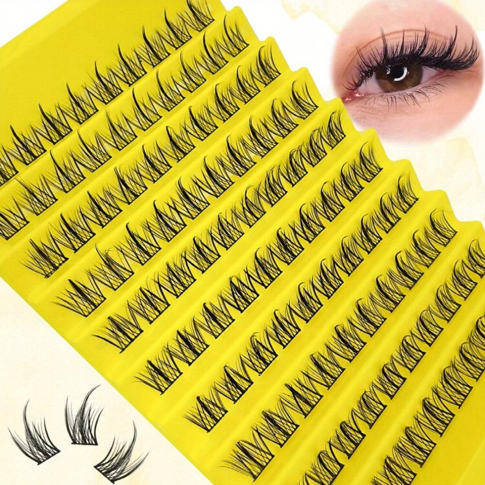 100 Clusters Lashes DIY Cat Eye Segmented Eyelashes Clusters Fluffy Natural Soft Faux Mink False Eyelashes