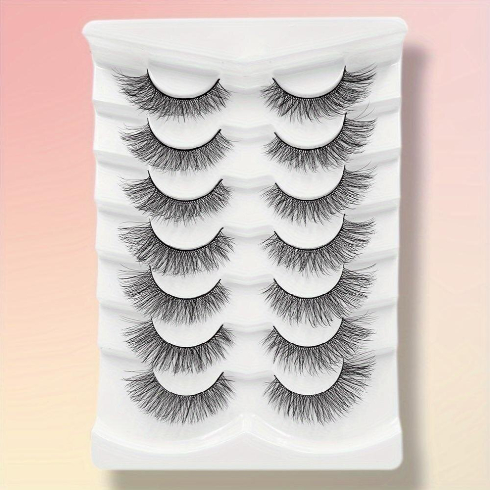 7 Pairs False Eyelashes Natural 3D Silk False Eyelashes Slender Curling Lashes Extension 13 15mm