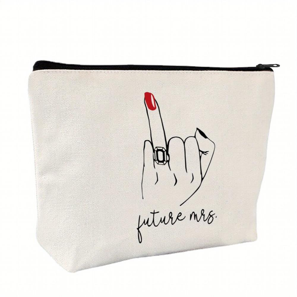 White Future Mrs Makeup Bag Cosmetic Bag Travel Pouch Gift Engagement For Women Bride To Be Newly Engaged Bridal Shower Gift For Bride Bachelorette Party Fo