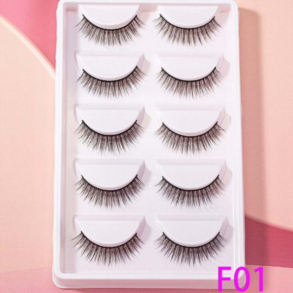 5 pairs Fluffy 14mm Cat Eye False Eyelashes Thick Curled and Natural Looking Makeup Tools for a Dramatic Look