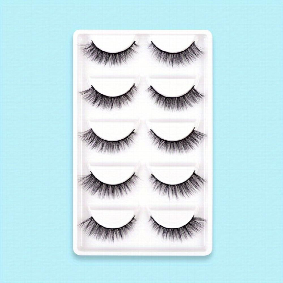 5 Pairs 3D Crisscross Lashes Natural Look Wispy Makeup Lashes Add Natural Volume & Curly False Eyelash Extension For Girls And Women