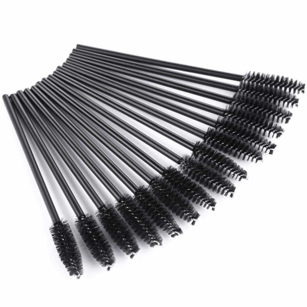 Black 50Pcs Wands For Eyelashes Eyebrow Extensions And Makeup Eyelash Spoolies Brush Mascara Applicator Lash Wand Lashes Brush Eyebrow Spooly For Extension