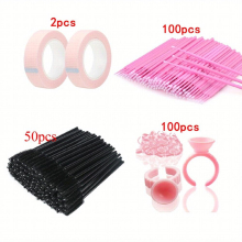 4pcs 252pcs Eyelash Extension Supplies Lash Tapes Micro Brush Applicators Eyelash Brush & Glue Cup Holder Professional Complete Function Eye Makeup To