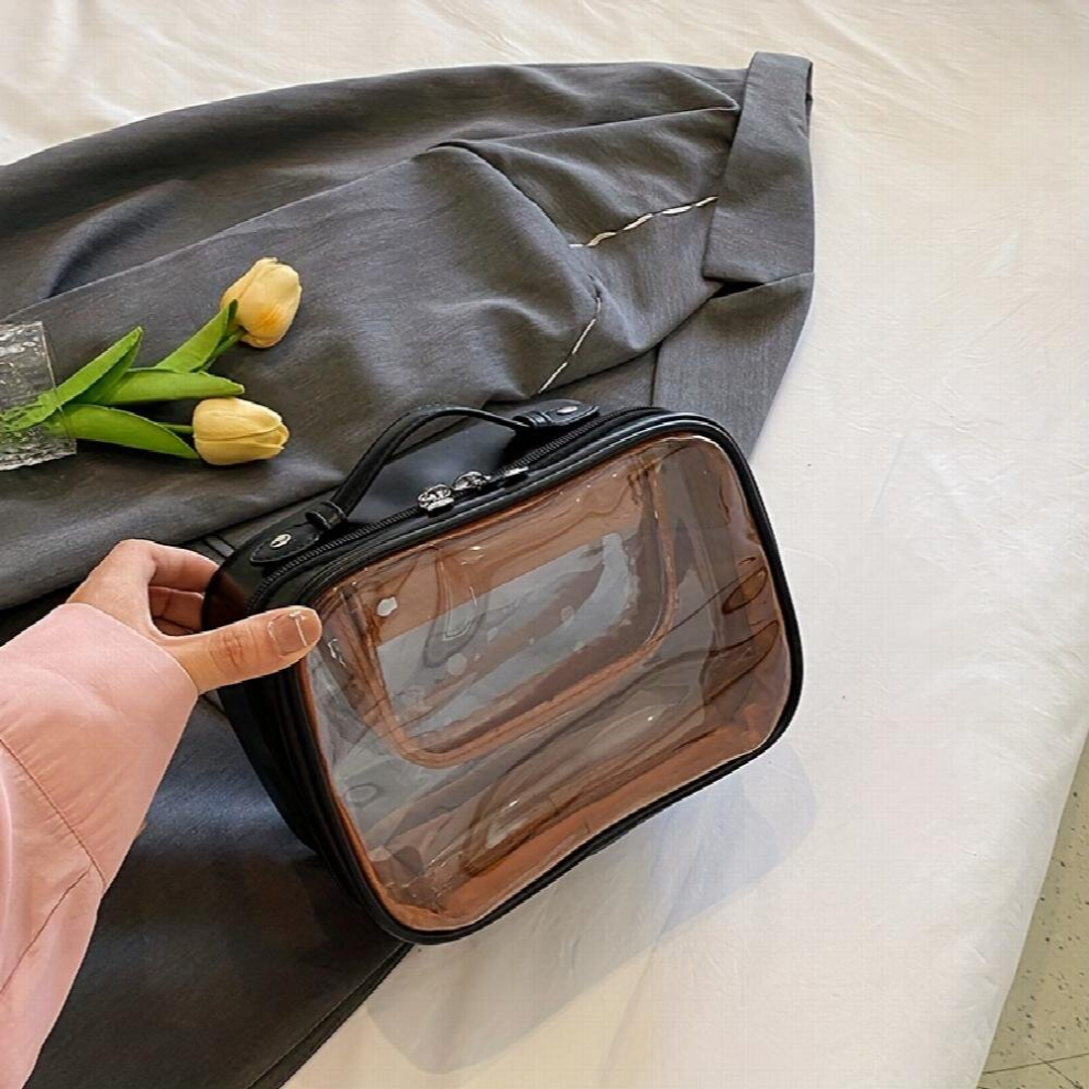 Black Large Capacity Waterproof Makeup Bag With Dry And Wet Separation For Travel And Organization