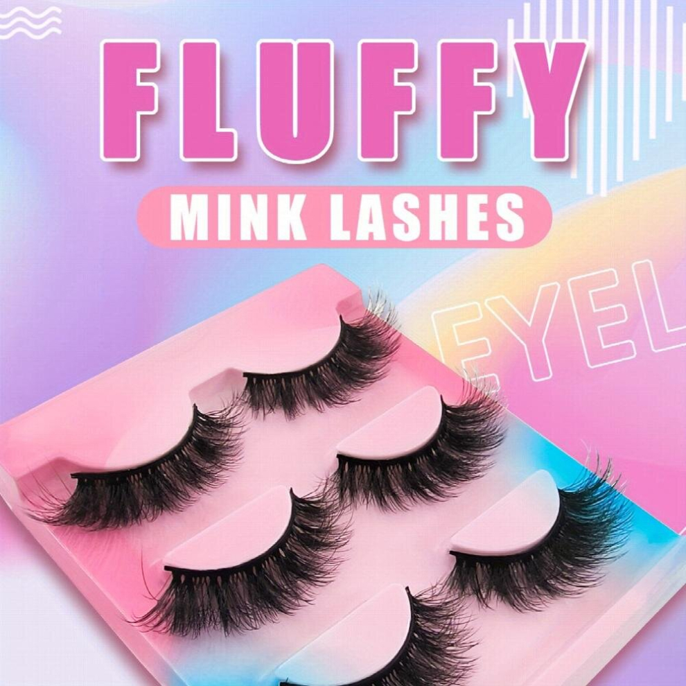 3 pairs Reusable Fluffy 3D Faux Mink False Eyelashes Thick and Long Lasting Short Lashes for a Natural and Glamorous Look