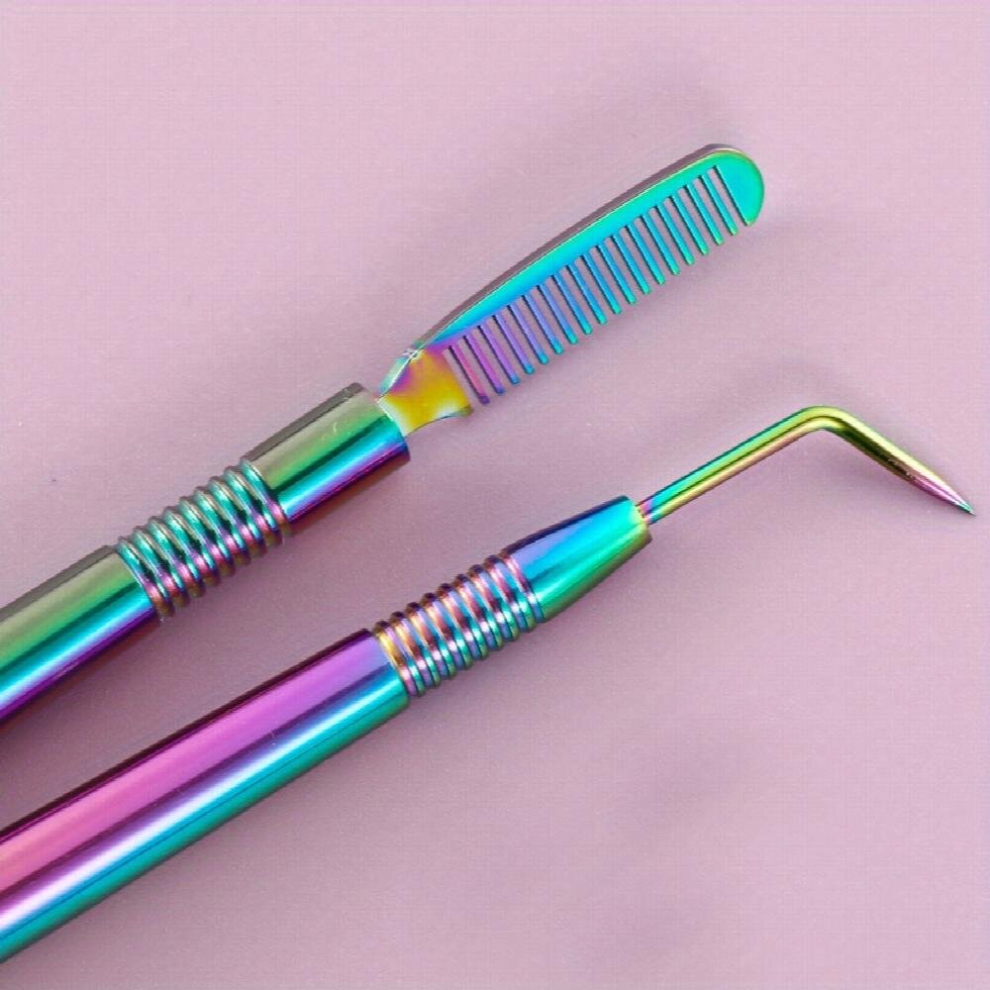 Multicoloured Eyelash Lift Perm Tool Lash Separator Tint Tool Stainless Steel Metal Lash Lift Rods Tool With Separation Comb For Eyelash Eyebrow Perming Tinting