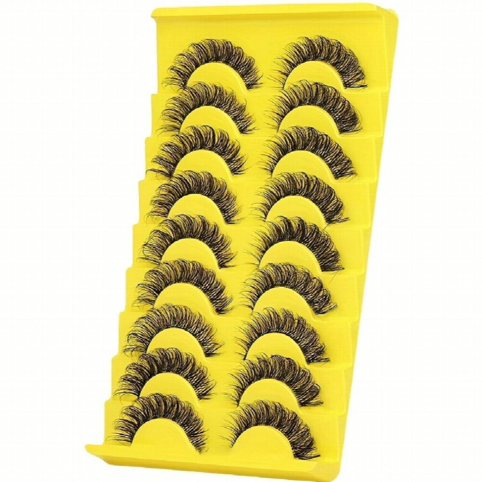 Multicoloured 10 Pairs Faux Mink False Eyelashes Fluffy Messy Curly Makeup Lashes Extension Natural Look For Daily Party Stage Wear