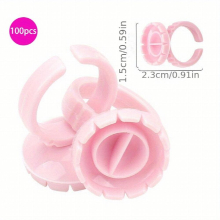 100PCS Glue Rings For Eyelash Extensions Rings For Lashes Round & Lovely Heart Shape Lash Fan Blossom Glue Cups Lash Extension Supplies Lash Supplies