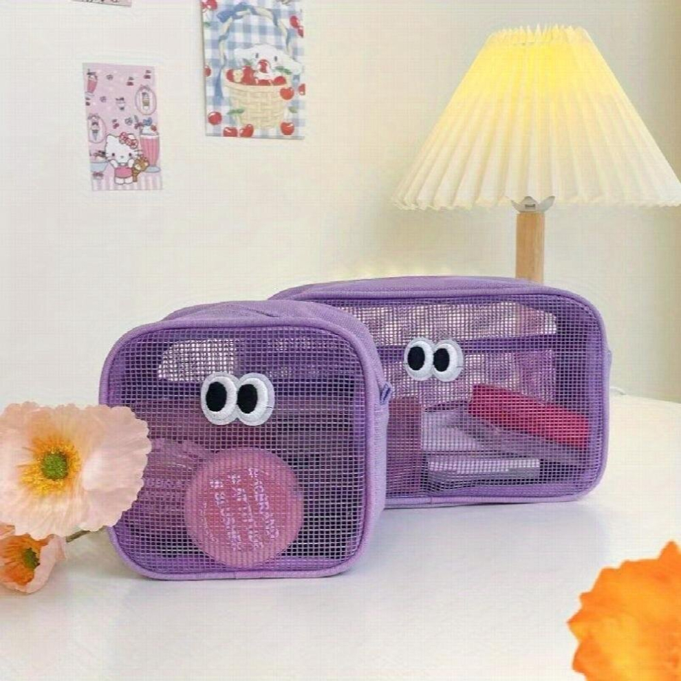 2pcs Cartoon Eyeball Makeup Bag Portable and Organized Storage for Womens Makeup and Sundries