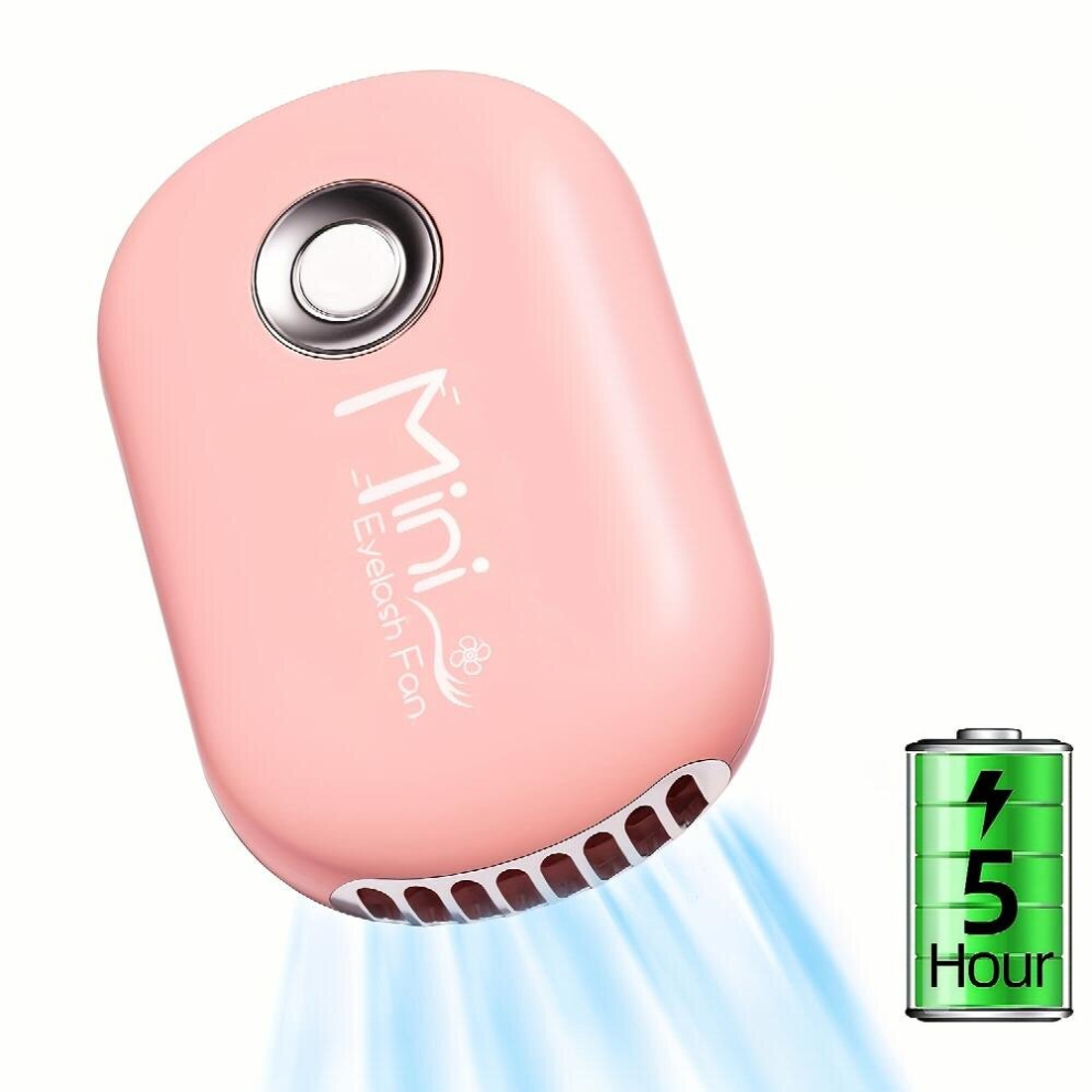 Pink Mini Lash Fan For Eyelash Extension Portable Fan Dryer Handheld Rechargeable Type C Fan With 3 Adjustable Speed