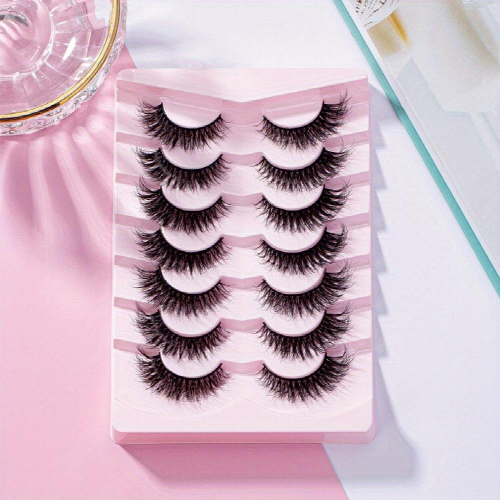 7 Pairs 5D False Lashes Fluffy Wispy Long Lash Extension Soft Reusable Curly Makeup Eyelashes For Girls And Women