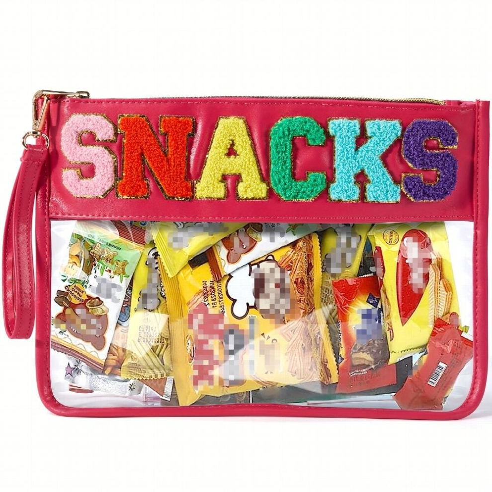 Chenille Letter Travel Zipper Pouch Preppy Makeup Bag Clear Cosmetic Toiletry Bag Water proof Makeup Travel Pouch Snack Bags For Women Girls