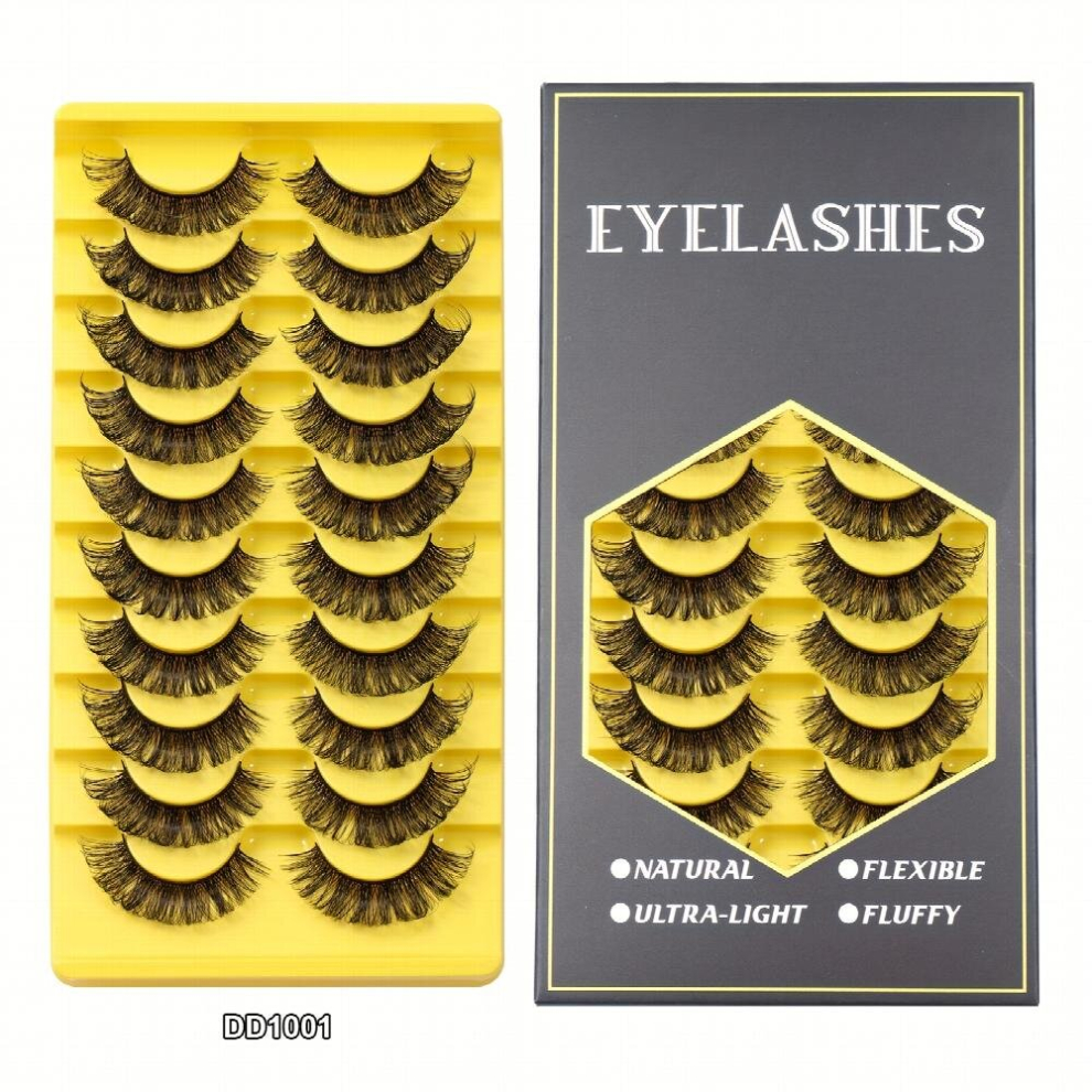 10 Pairs False Eyelashes Natural Smooth Thick Simulated Synthetic Fiber False Eyelashes