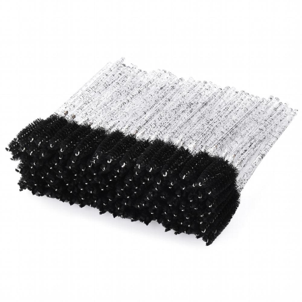 Black 100Pcs Crystal Mascara Wand Eyelash Brush Applicator Eyebrow Brush For Eyelash Extension Supplies