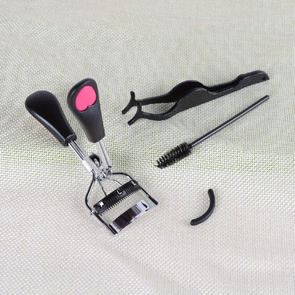 Multicoloured 4Pcs Set Eyelash Tools Set False Eyelash Applicator Eyebrow Brush Eyelash Curlers Eyebrow Tweezers Eyelash Glue Strip