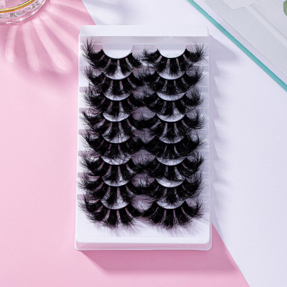8pairs Fluffy 6D Volumized False Eyelashes for Dramatic Makeup and Stage Performance 25mm Length for Party and Wear