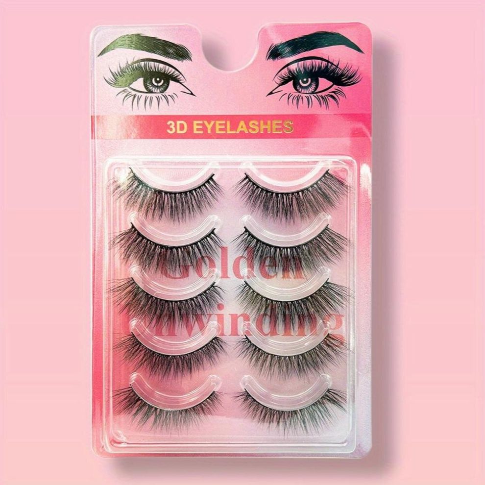 5 Pairs False Eyelashes 3D Thick Mink Eyelashes Slender Natural Curling Lashes