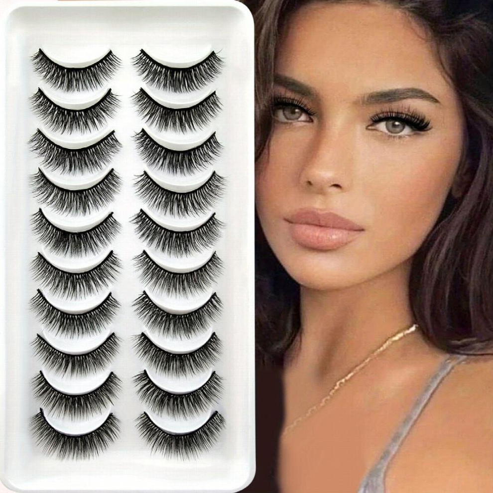 10 Pairs Lashes Natural Cross Fluffy Thick Lashes Faux Mink Volume False Eyelashes