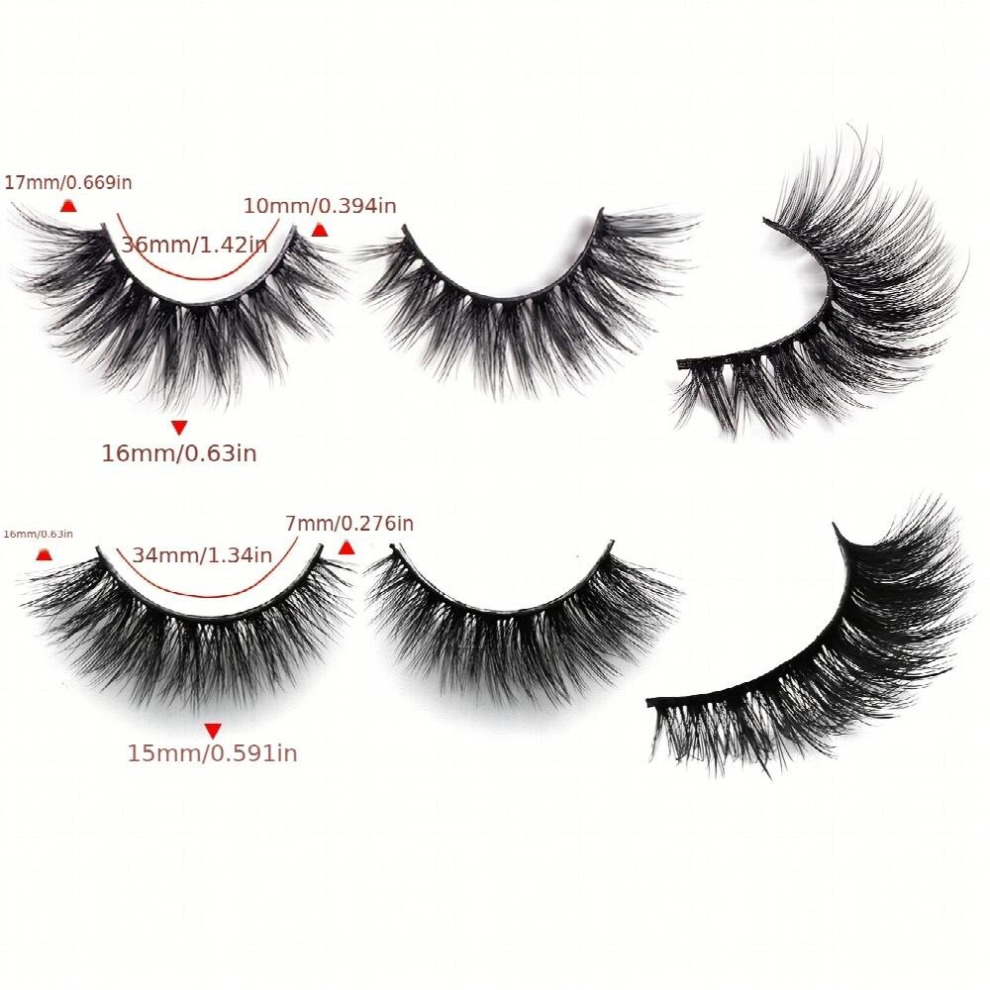 Multicoloured 4 Pairs Full False Eyelashes Thick Curling 20Mm Fluffy Wispy False Eyelashes Slender Daily Cat Eye Eye End Lengthening Lashes