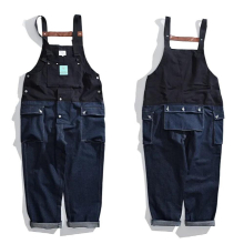 Vintage Patchwork Overalls Harajuku Clothes Denim Jeans Jumpsuits High Street Bib Suspender Pants Men Tool Trousers