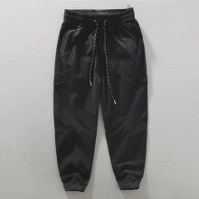 100% Cotton Mens Casual Pants Spring Elastic Waist Drawstring Solid Overalls Japan Style Harajuku Vintage Trouser